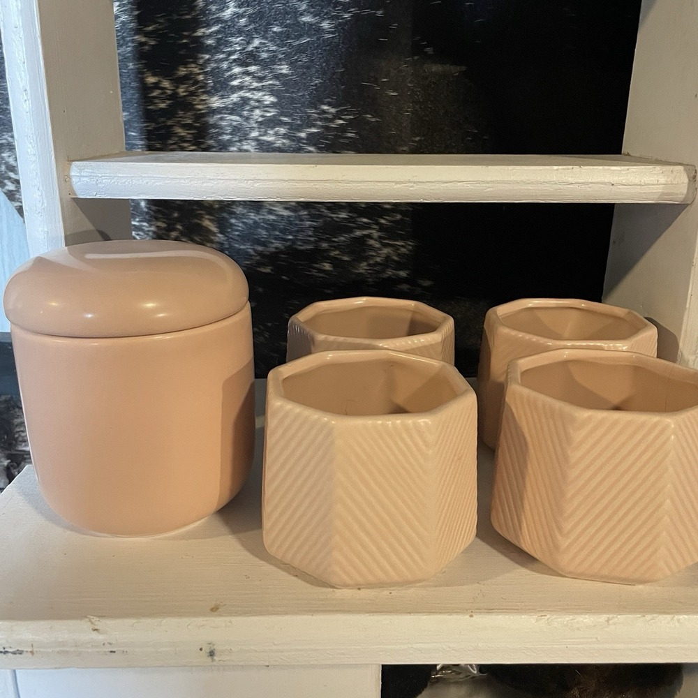 Set of 5 Pink Rose Makeup Brush Storage Organizer Holder Lipstick/Pen/Cosmetic